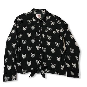 Justice Black and White Puppy Blouse